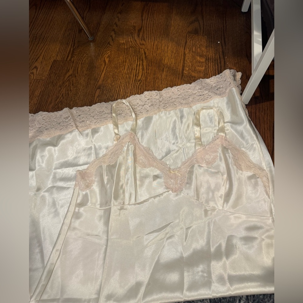 Set of 3 satin slip dresses with lace detail